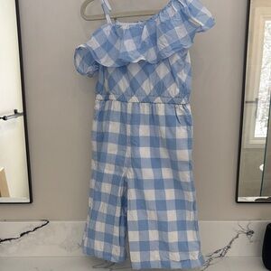 Janie and Jack Blue and White Checkered Romper